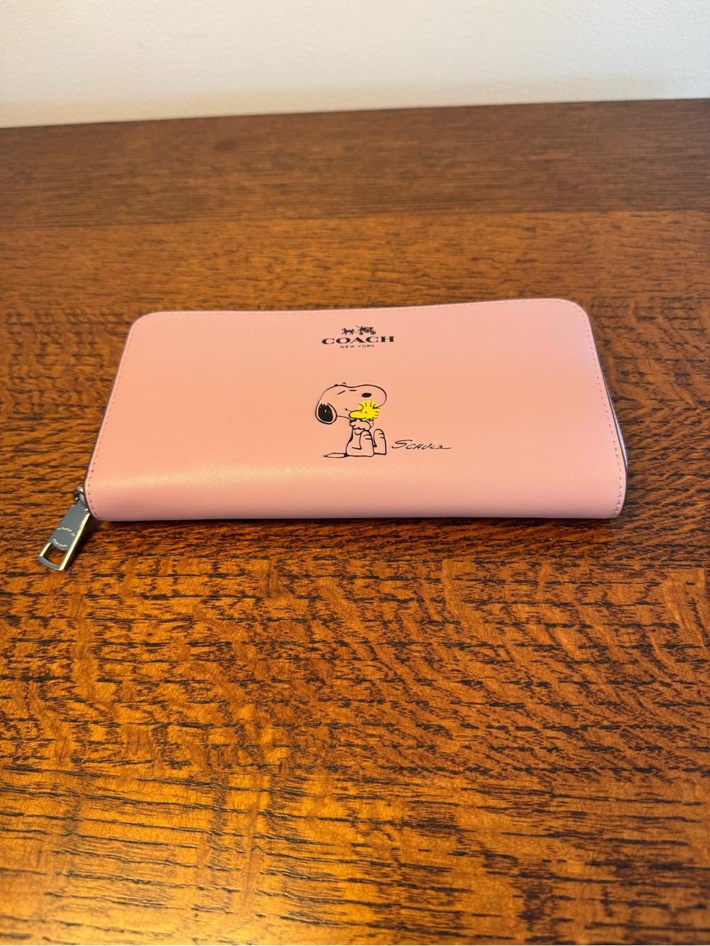 NWT Coach x Peanuts Snoopy Woodstock Accordion Leather Zip Wallet - Picture 7 of 11